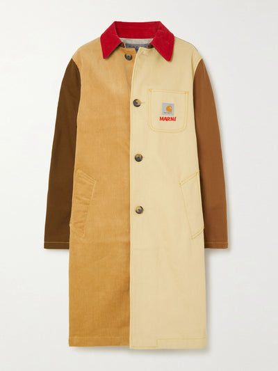 Marni x Carhartt WIP Color-block cotton and corduroy coat at Collagerie