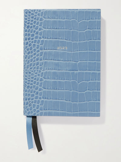 Smythson Blue croc effect 2023 diary at Collagerie