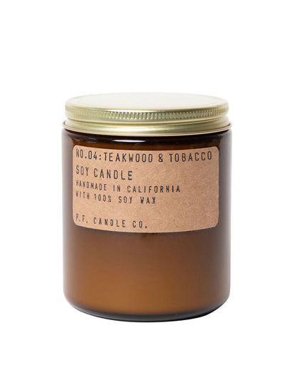 P.F. Candle Co. No. 4 Teakwood and Tobacco scented soy candle at Collagerie