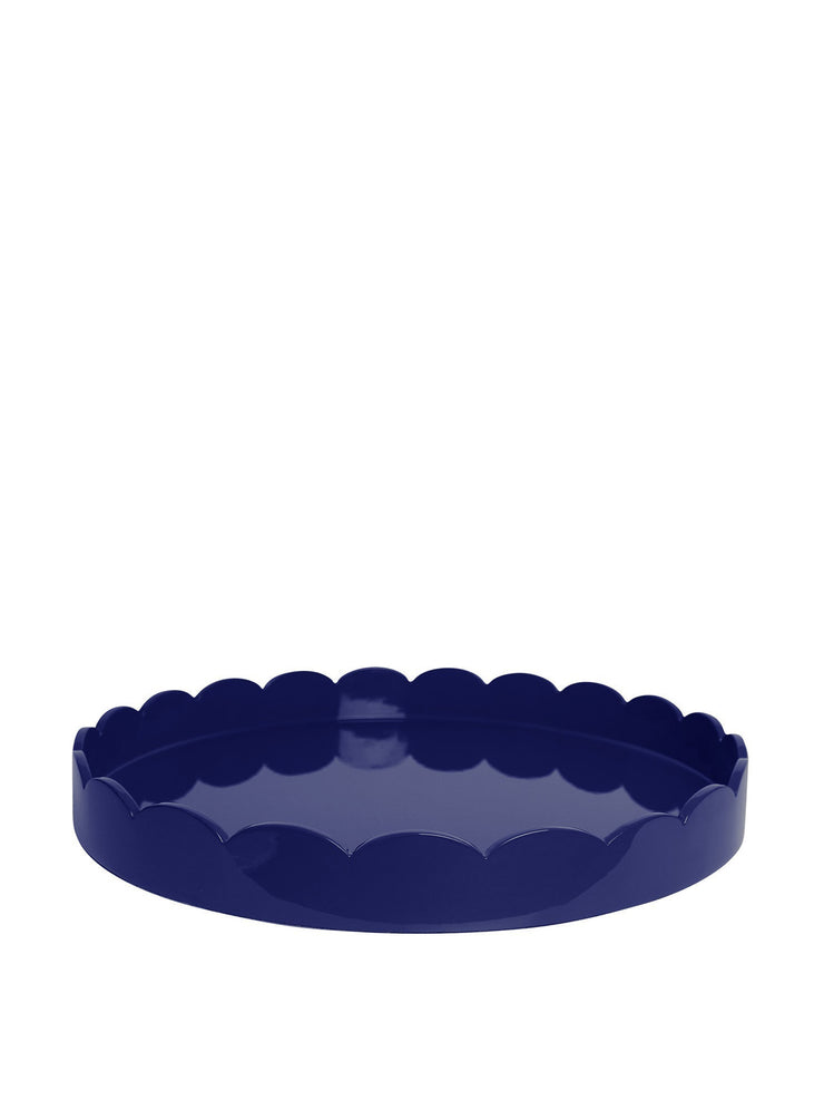 Navy blue large scalloped tray by Addison Ross. Finished with 20 coats of high gloss lacquer and a black matt base | Collagerie.com