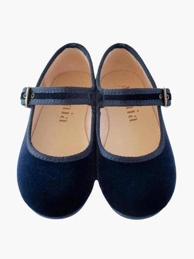 Amaia Navy blue velvet shoes for girls at Collagerie