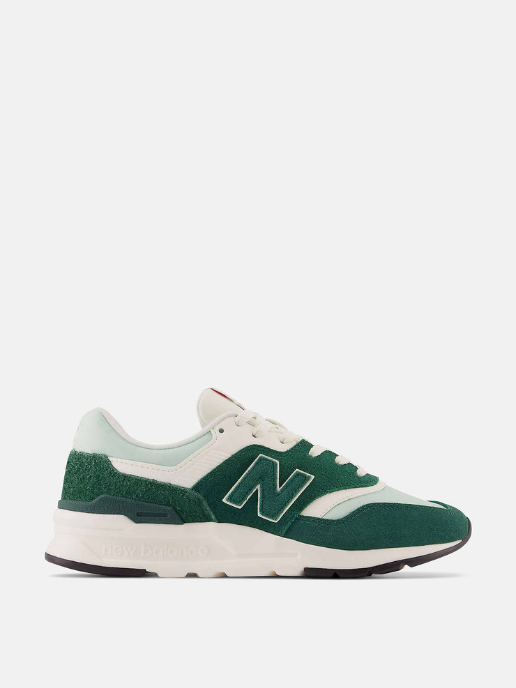 White and green 997H trainers