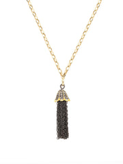 Diamond and gold tassel necklace