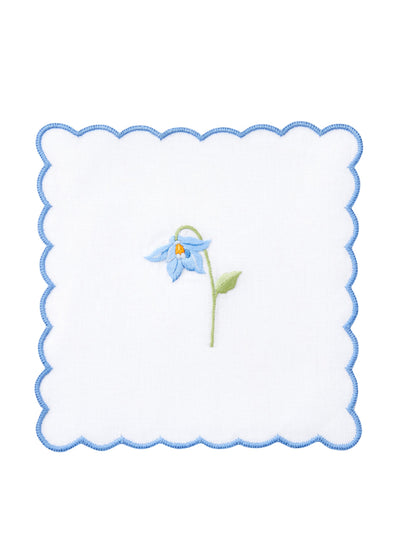 Nina Campbell Blue flower embroidered coaster at Collagerie