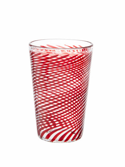 Nina Campbell Large red pinstripe swirl tumbler at Collagerie