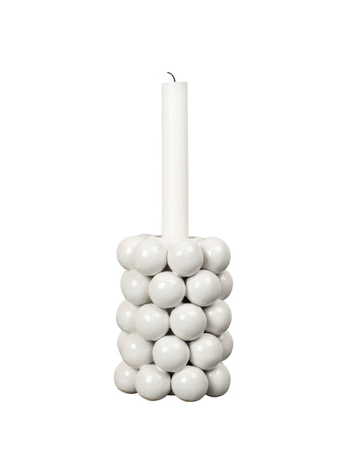 Byon White globe candlestick at Collagerie