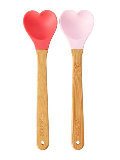 Nordic Nest Rice silicon spoons with bamboo handle (2 pack) at Collagerie