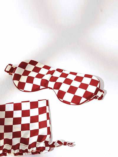 Not Just Pajama Red and white checked sleep mask at Collagerie