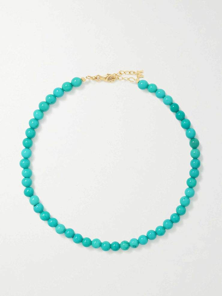 14kt gold turquoise anklet