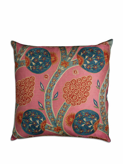 Nushka Floral silk embroidered cushion at Collagerie