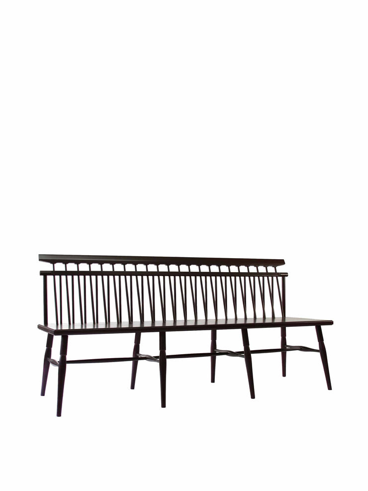Black stained wooden bench