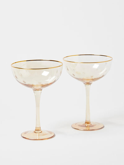 Oliver Bonas Star etched champagne glasses (set of 2) at Collagerie