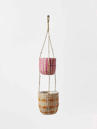 Oliver Bonas Seagrass indoor hanging double planter at Collagerie