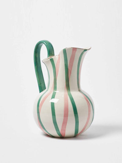 Oliver Bonas Mae check pink & green ceramic jug at Collagerie