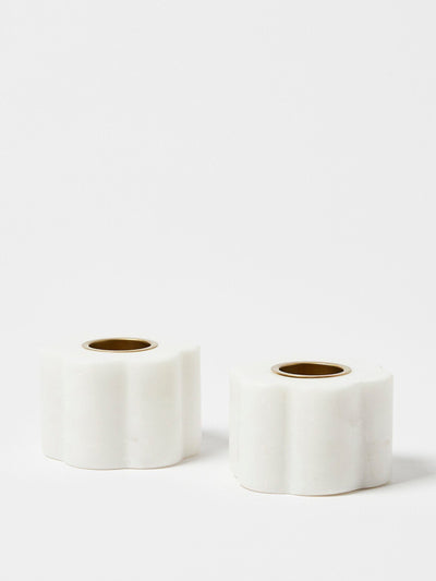 Oliver Bonas Marble candlestick holders (set of 2) at Collagerie