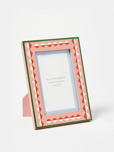 Oliver Bonas Hand painted pink wooden photo frame at Collagerie