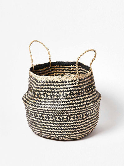 Oliver Bonas Black patterned seagrass basket at Collagerie