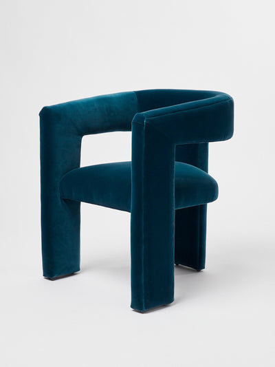 Oliver Bonas Tress Azure blue velvet chair at Collagerie