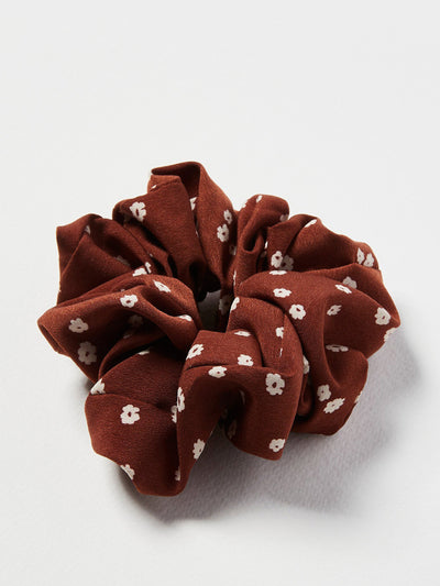 Oliver Bonas Brown floral print scrunchie at Collagerie