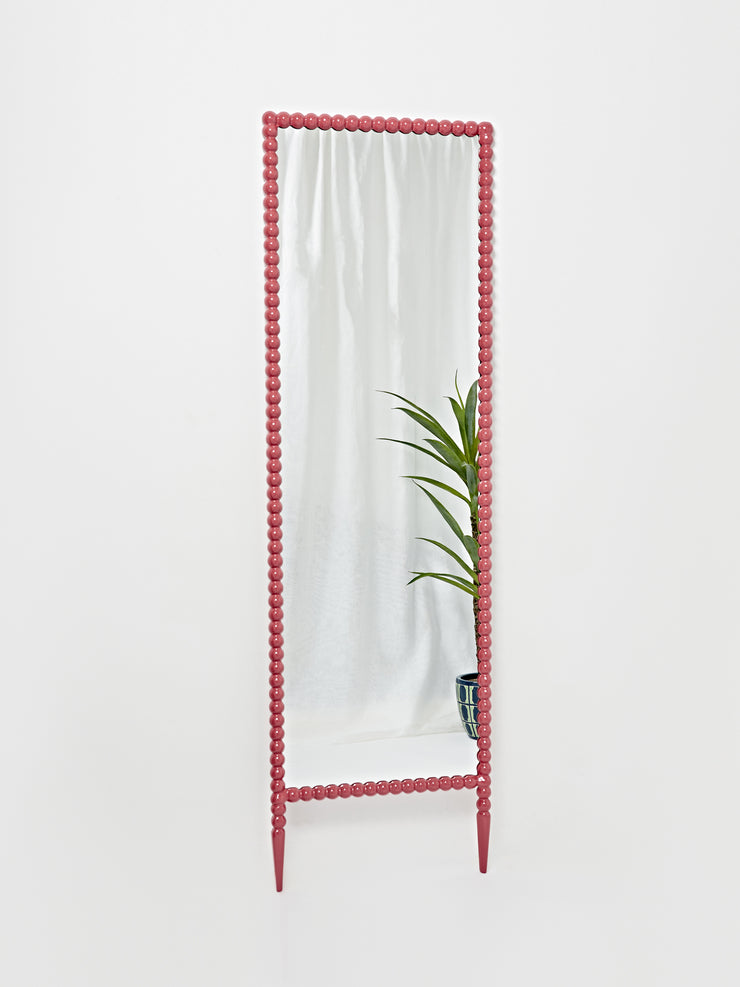 Bobbin standing pink wooden full length mirror