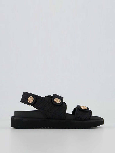 Office Double strap black studded sandals at Collagerie