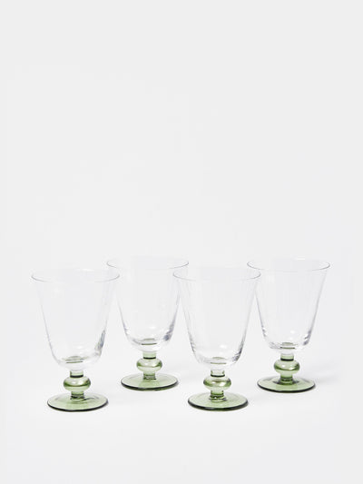 Oliver Bonas Wine glasses on green base (set of 4) at Collagerie