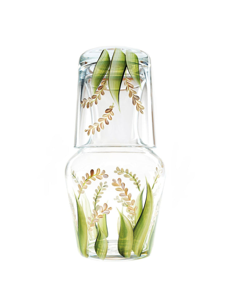 Parchment lavender carafe and tumbler