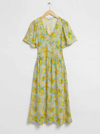 & Other Stories Floral print flutter-sleeve midi dress at Collagerie