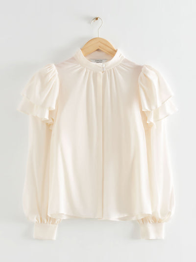 & Other Stories Mulberry silk layered frilled blouse at Collagerie