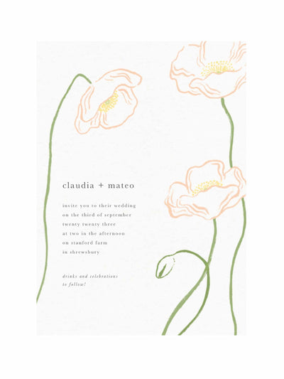 Papier Peace Poppies wedding invitation at Collagerie