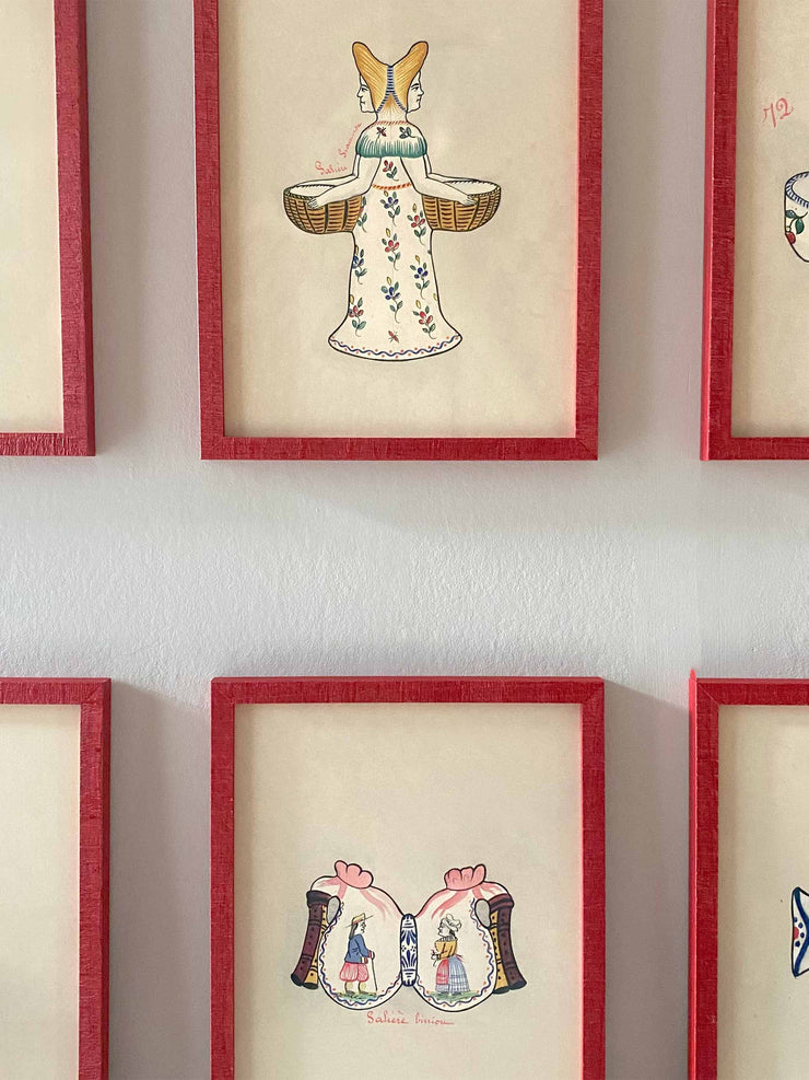 Six framed pottery prints