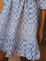 Provencal buta blue Amelia mini dress