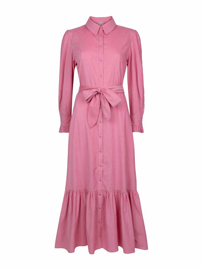 Beulah London Pink nalini corduroy midi dress at Collagerie