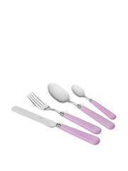 This perfectly pink The Sette cutlery set includes a dinner fork, dinner knife, starter fork, starter knife, large spoon, and teaspoon. Collagerie.com