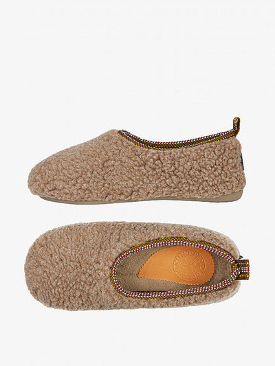 Penelope Chilvers Brown shearling slippers at Collagerie