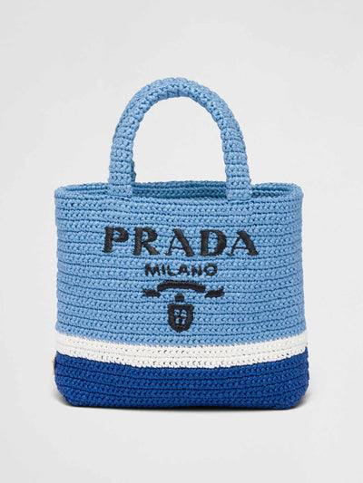 Prada Blue raffia tote at Collagerie