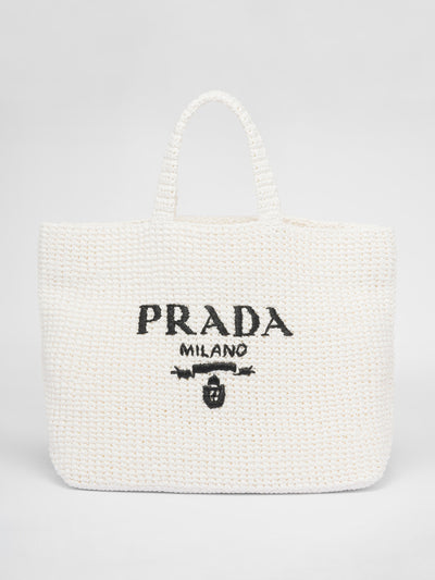 Prada Raffia embroidered tote at Collagerie