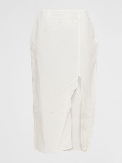 Prada White midi skirt with a slit at Collagerie