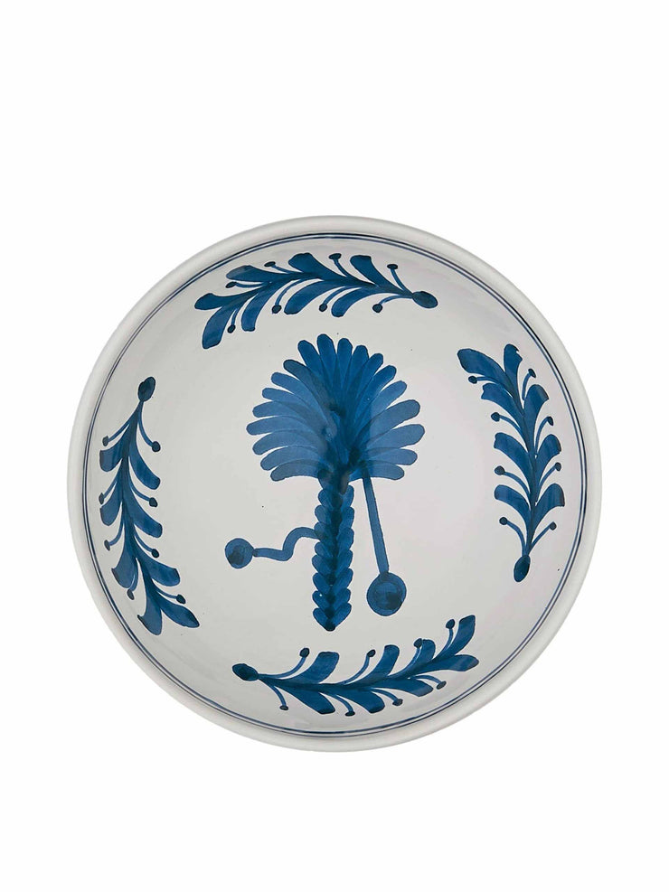 Blue palm tree ceramic pudding bowl