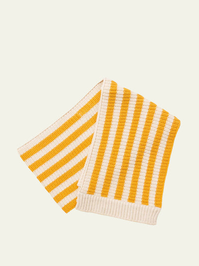 Little Green Radicals Gold striped knit scarf at Collagerie