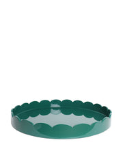 Dark green large scalloped tray by Addison Ross. Finished with 20 coats of high gloss lacquer and a black matt base | Collagerie.com