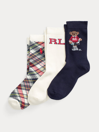 Ralph Lauren Polo bear socks (set of three) at Collagerie