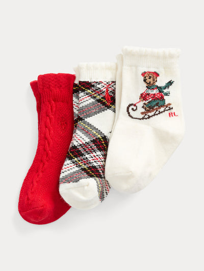 Ralph Lauren Polo bear socks (set of three) at Collagerie