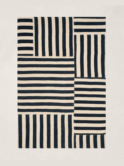 Ralph Lauren Flat-woven striped patchwork rug in cinder at Collagerie