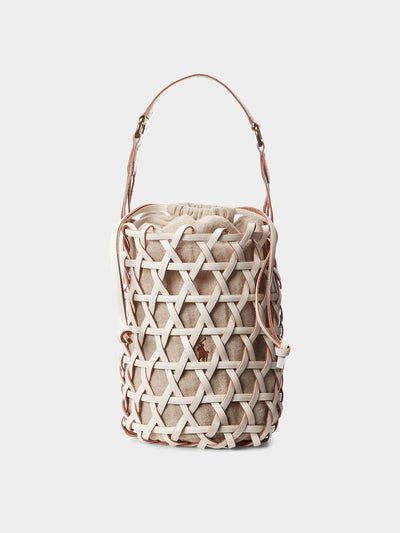 Ralph Lauren White leather weave bucket bag at Collagerie