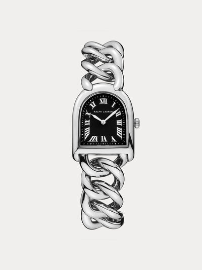 Ralph Lauren Steel stirrup black dial watch at Collagerie