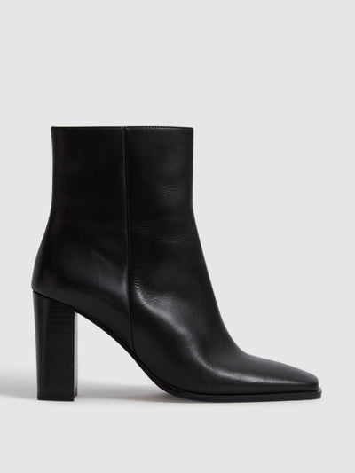 Reiss Casey square toe block high heel boots at Collagerie