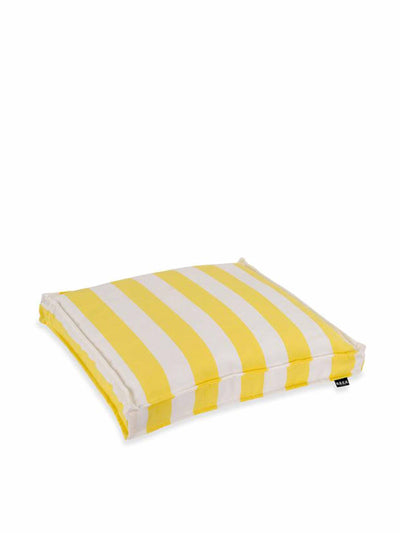 Rockett St George Outdoor yellow striped seat cushion at Collagerie