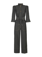 A lightweight Anna Mason jumpsuit, tightened with a matching belt to a bow, that's comfortable, flattering, and perfect for day-to-night. Collagerie.com