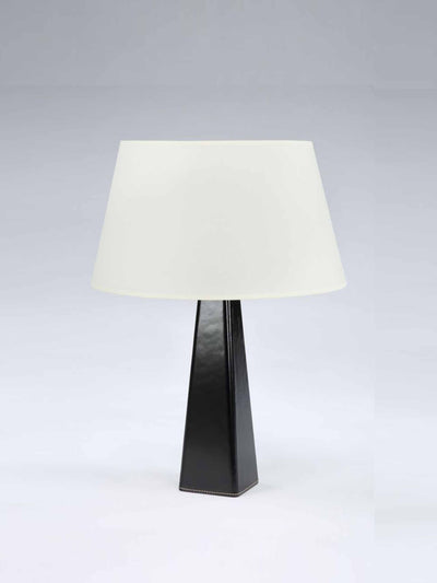 Rose Uniacke Black leather lamp at Collagerie